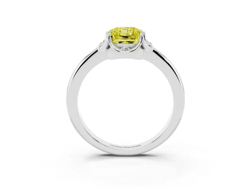 Radiant Cut Petal Halo Engagement Ring Setting for a Fancy Yellow Lab-Grown Diamond | Sterling Silver