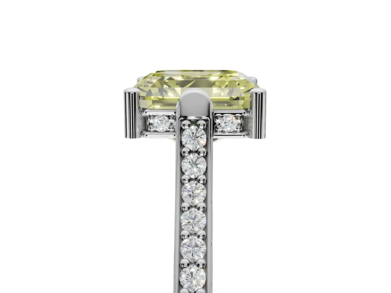 Asscher Cut Engagement Ring Setting for a Fancy Yellow Lab-Grown Diamond | Sterling Silver - Design NV-24586