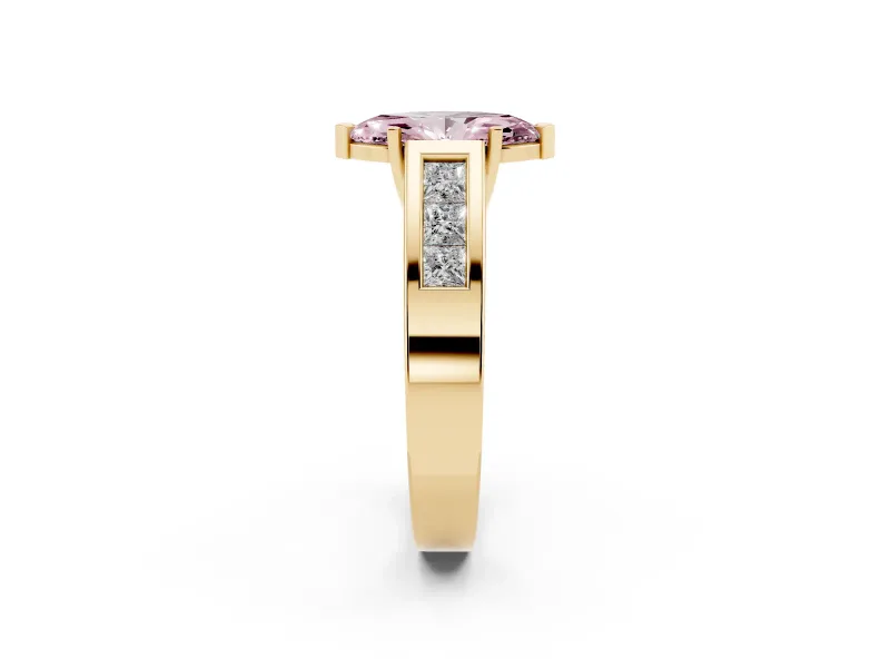 Marquise Channel-Set Engagement Ring Setting for a Fancy Pink Lab-Grown Diamond | Yellow Gold