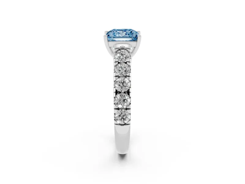Princess Cut Engagement Ring Setting for a Fancy Blue Lab-Grown Diamond | Sterling Silver - Design NV-24643