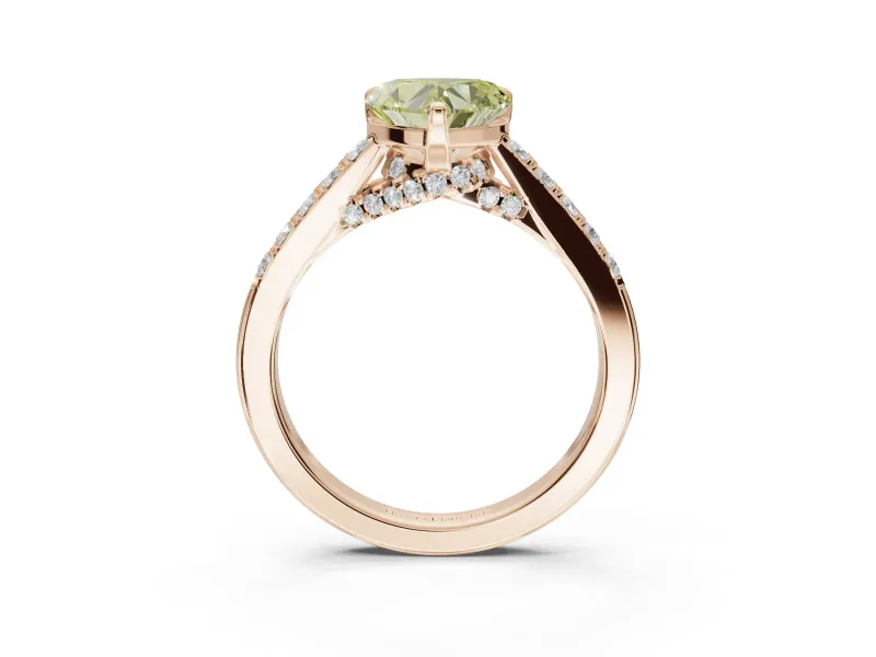Heart-Shaped Pavé Solitaire Engagement Ring Setting for a Fancy Yellow Lab-Grown Diamond | Crossover Gallery | Rose Gold