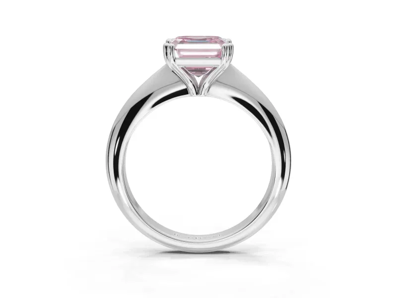 Princess Cut Tapered Solitaire Engagement Ring Setting for a Fancy Pink Lab-Grown Diamond | Platinum