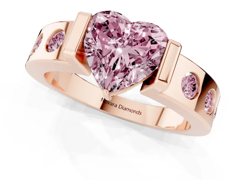 Heart-Shaped Tension Style Engagement Ring Setting for a Fancy Pink Lab-Grown Diamond | Rose Gold