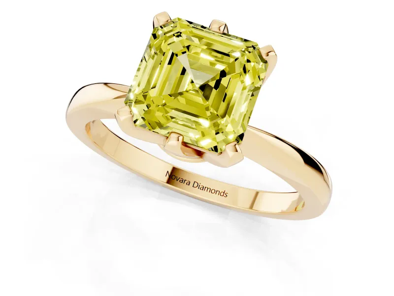 Asscher Cut Engagement Ring Setting for a Fancy Yellow Lab-Grown Diamond | Yellow Gold - Design NV-24888