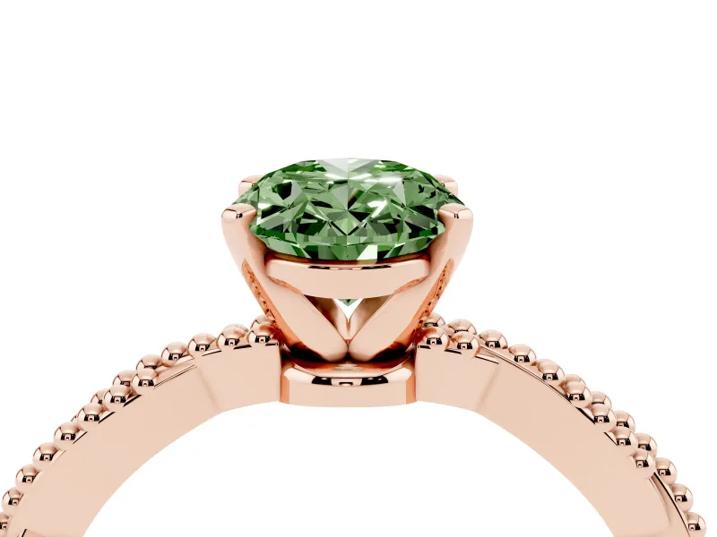 Oval Twisted Engagement Ring Setting for a Fancy Green Lab-Grown Diamond | Beaded Twist | Rose Gold