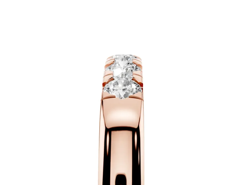 Round Diamond Half Eternity Band Set in Rose gold with Channel Setting