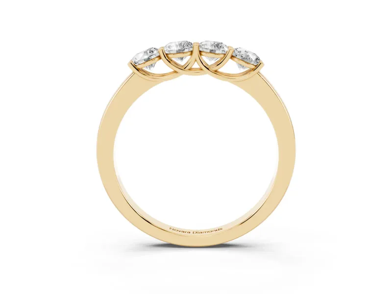 Round Diamond Four-Stone Band Set in Yellow gold with Prong Setting