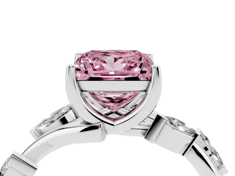 Princess Cut Twisted Vine Engagement Ring Setting for a Fancy Pink Lab-Grown Diamond | Platinum