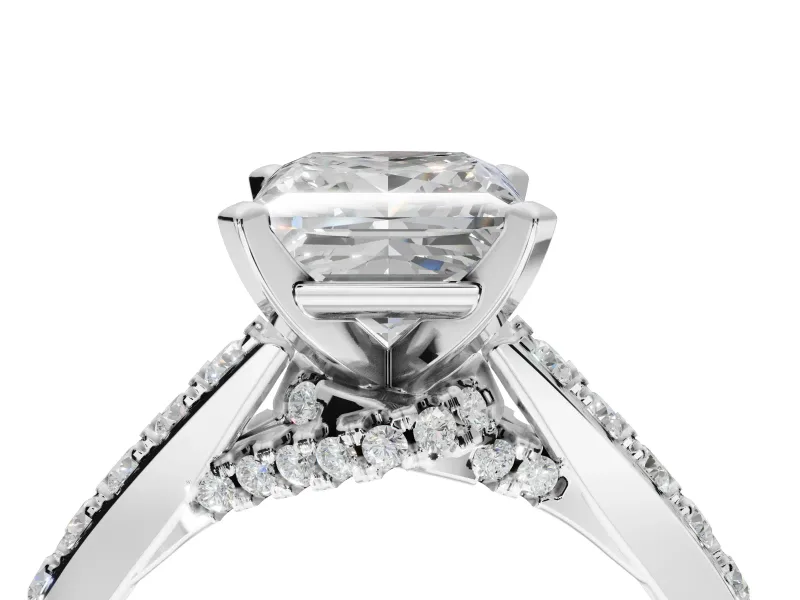 Princess Cut Pavé Solitaire Engagement Ring Setting | Crossover Gallery | Platinum