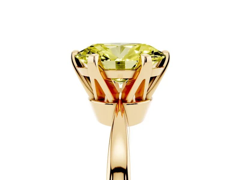 Oval Tapered Solitaire Engagement Ring Setting for a Fancy Yellow Lab-Grown Diamond | Claw Prong Head | Yellow Gold