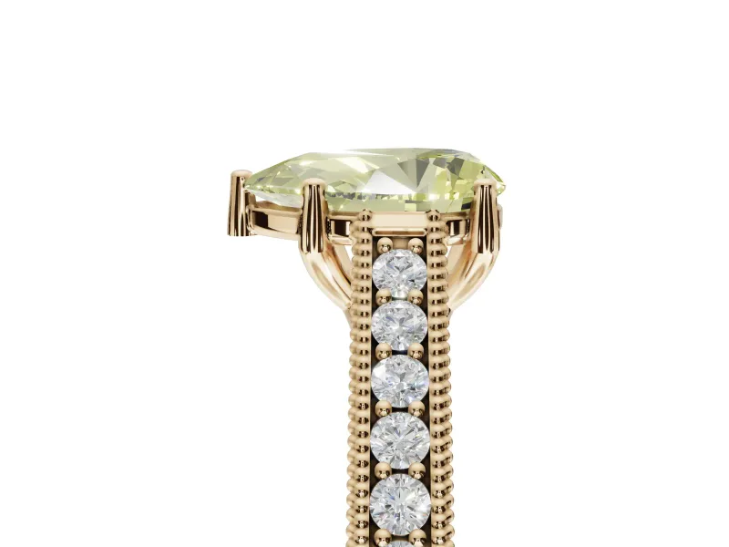 Pear-Shaped Vintage Engagement Ring Setting for a Fancy Yellow Lab-Grown Diamond | Yellow Gold - Design NV-24644