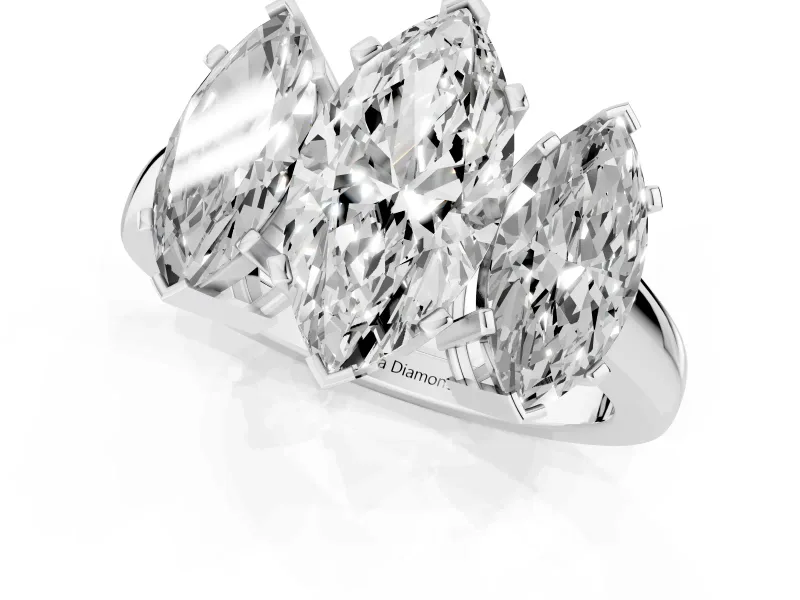 Marquise Three Stone Engagement Ring Setting | Large Side Stones | White Gold