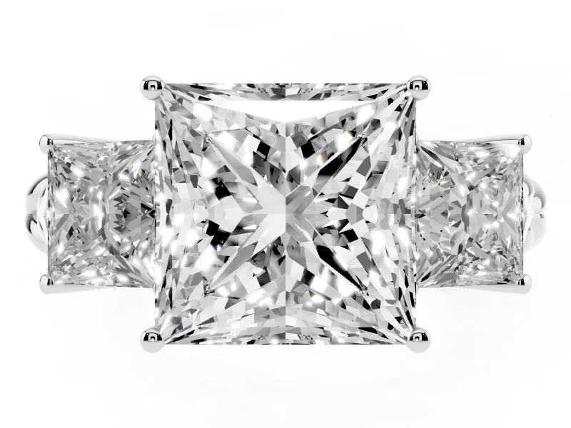 Princess Cut Three Stone Engagement Ring Setting | Braided Band | Platinum