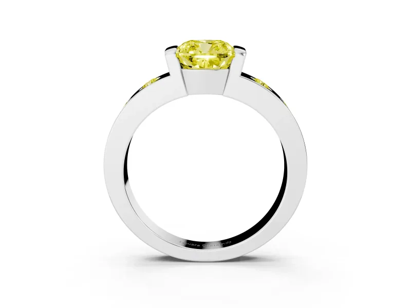 Cushion Cut Tension Style Engagement Ring Setting for a Fancy Yellow Lab-Grown Diamond | Sterling Silver