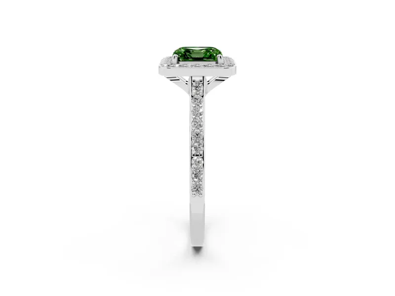 Asscher Cut Halo Engagement Ring Setting for a Fancy Green Lab-Grown Diamond | White Gold - Design NV-24729