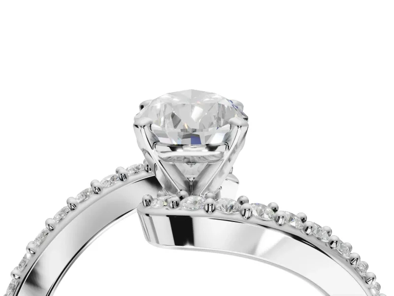 Pear-Shaped Bypass Pavé Solitaire Engagement Ring Setting | Swirl Band | Platinum