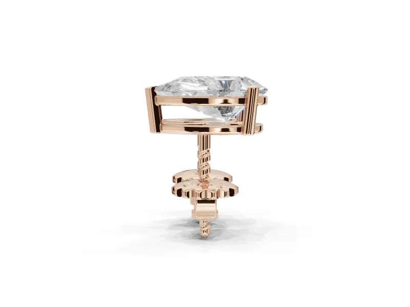 Heart-Shaped Lab-Grown Diamond Solitaire Basket Stud Earrings | Open Gallery | Rose Gold