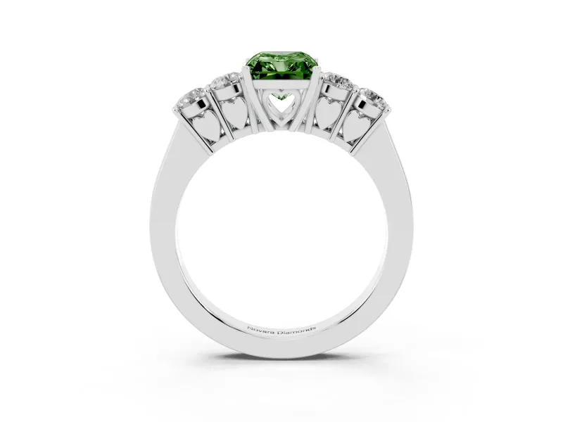 Radiant Cut 5 Stone Engagement Ring Setting for a Fancy Green Lab-Grown Diamond | White Gold
