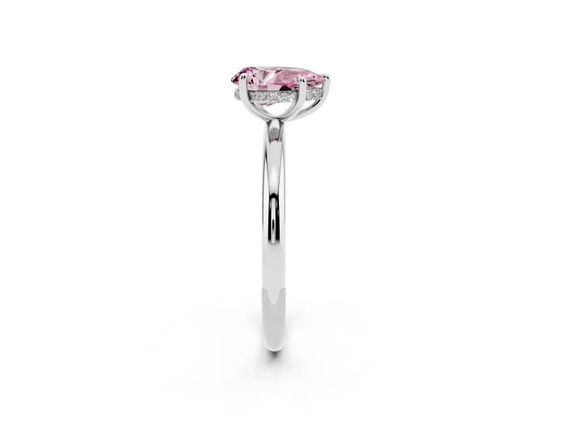 Pear-Shaped Hidden Halo Ring Setting for a Fancy Pink Lab-Grown Diamond | Platinum