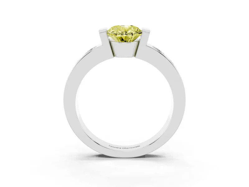 Oval Tension Style Engagement Ring Setting for a Fancy Yellow Lab-Grown Diamond | White Gold