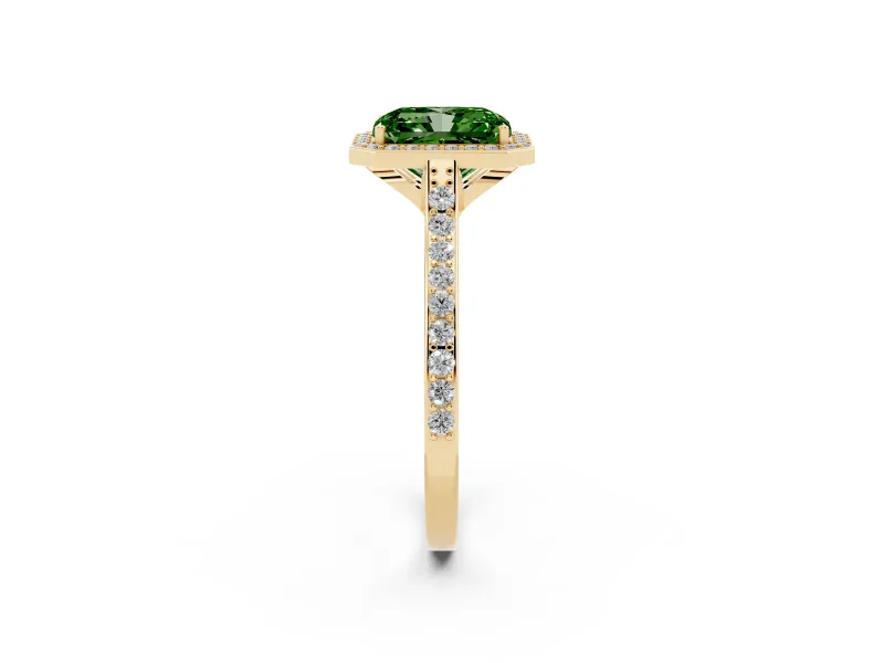 Radiant Cut Halo Engagement Ring Setting for a Fancy Green Lab-Grown Diamond | Yellow Gold - Design NV-24729