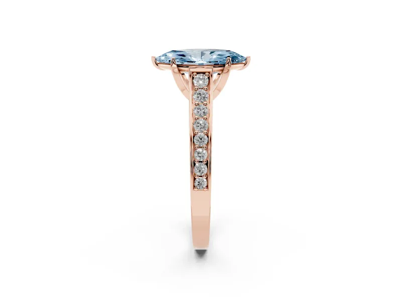 Marquise Graduated Pavé Engagement Ring Setting for a Fancy Blue Lab-Grown Diamond | Rose Gold