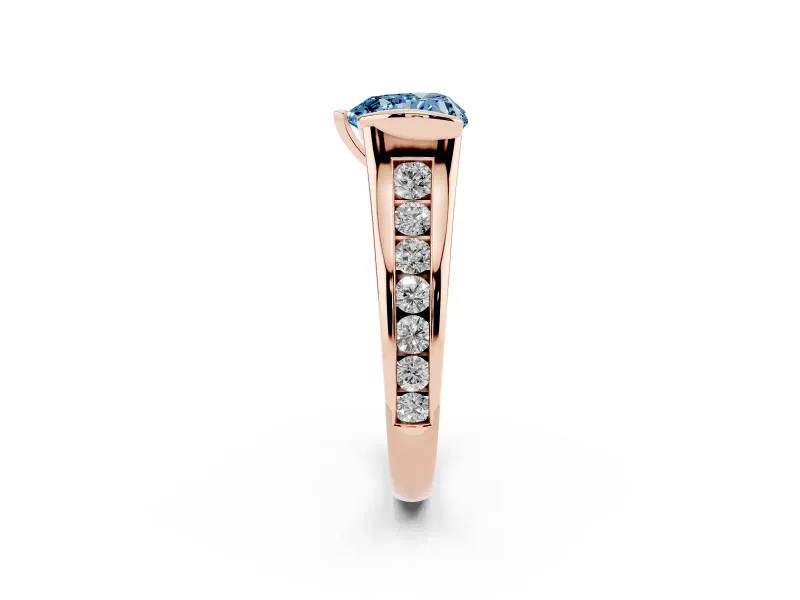 Heart-Shaped Half Bezel Engagement Ring Setting for a Fancy Blue Lab-Grown Diamond | Rose Gold