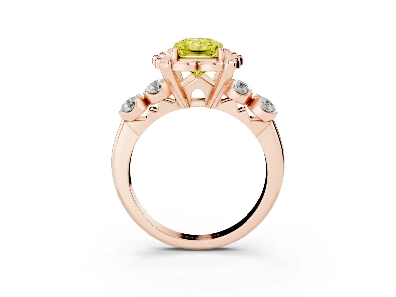 Radiant Cut Floral Engagement Ring Setting for a Fancy Yellow Lab-Grown Diamond | Petal Frame | Rose Gold