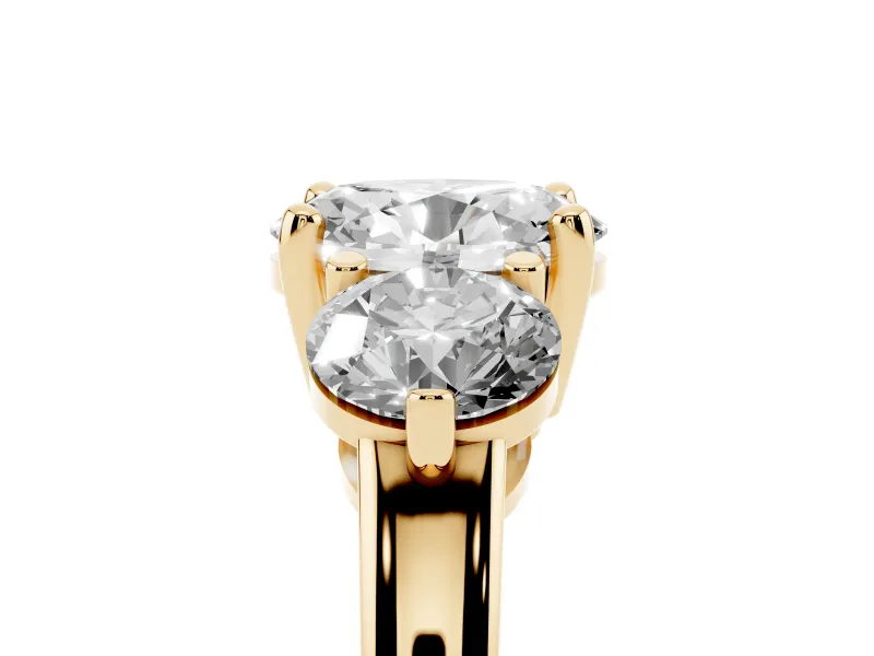 Oval Three Stone Engagement Ring Setting | Open Prong Baskets | Yellow Gold