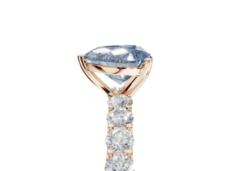 Heart-Shaped Shared Prong Engagement Ring Setting for a Fancy Blue Lab-Grown Diamond | Rose Gold