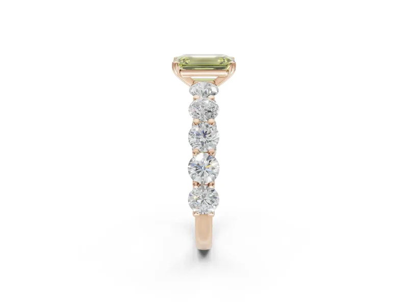 Emerald Cut Engagement Ring Setting for a Fancy Yellow Lab-Grown Diamond | Rose Gold - Design NV-24455