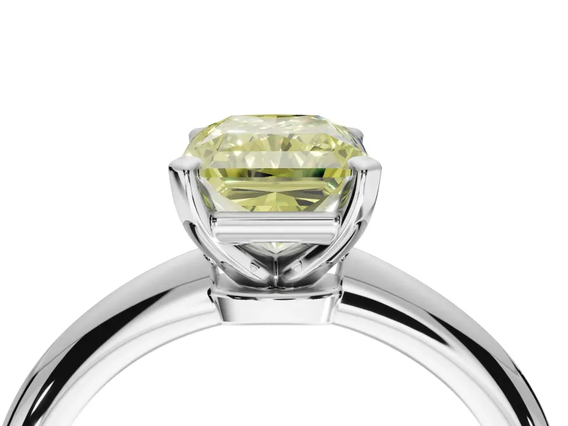 Radiant Cut Solitaire Engagement Ring Setting for a Fancy Yellow Lab-Grown Diamond | Tapered Plain Band | Platinum