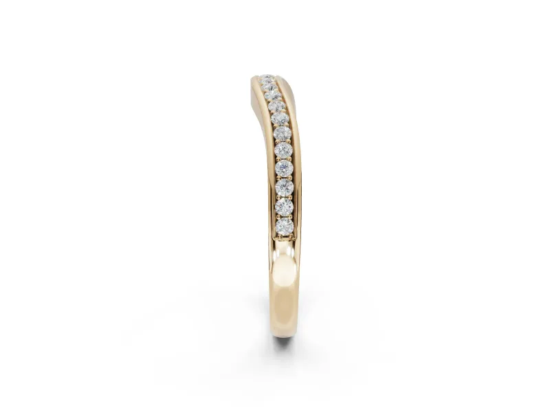 Round Lab-Grown Diamond Contoured Pavé Wedding Band | Smooth Polished Edges | Yellow Gold