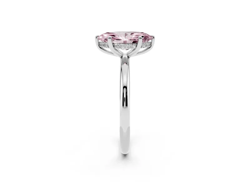 Marquise Hidden Halo Ring Setting for a Fancy Pink Lab-Grown Diamond | Platinum
