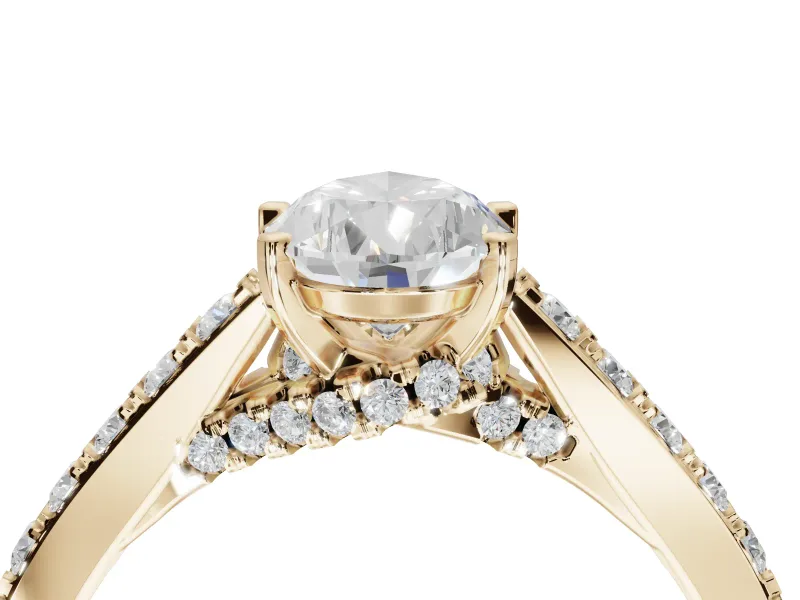 Pear-Shaped Pavé Solitaire Engagement Ring Setting | Crossover Gallery | Yellow Gold