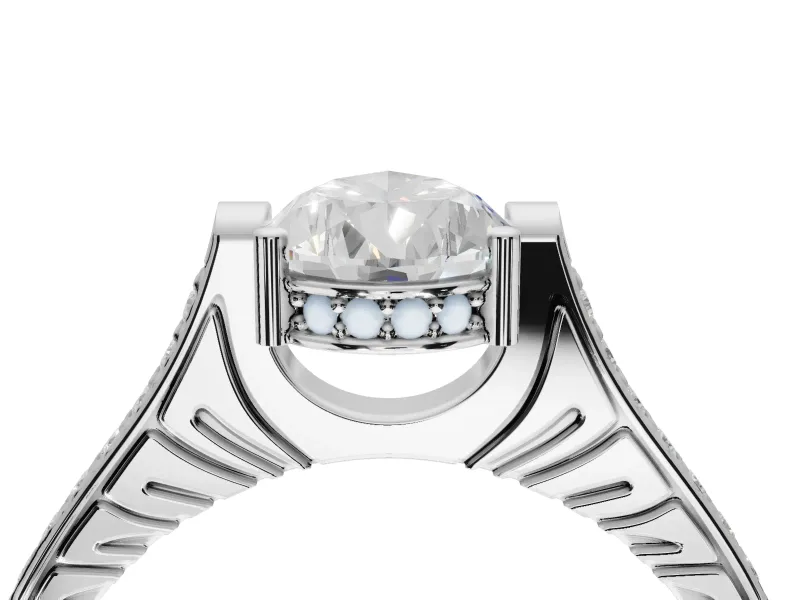 Pear-Shaped Vintage Cathedral Engagement Ring Setting | Carved Band | Sterling Silver