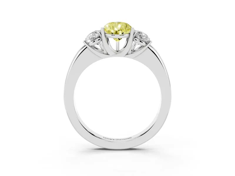 Pear-Shaped Three Stone Engagement Ring Setting for a Fancy Yellow Lab-Grown Diamond | Matching Side Stones | Platinum