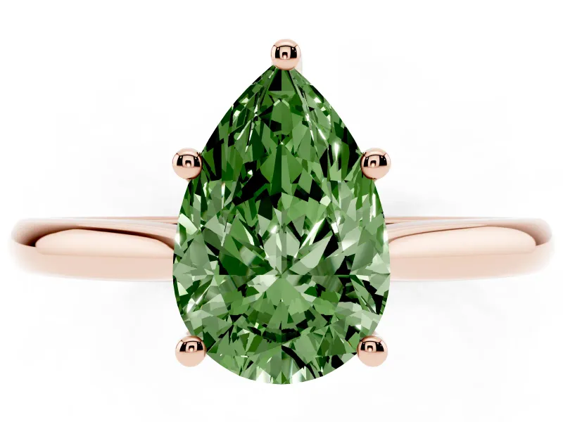 Pear-Shaped Cathedral Engagement Ring Setting for a Fancy Green Lab-Grown Diamond | Rose Gold