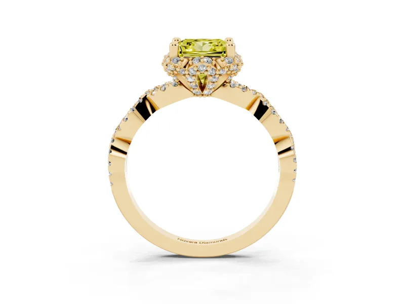 Princess Cut Halo Engagement Ring Setting for a Fancy Yellow Lab-Grown Diamond | Yellow Gold - Design NV-24725