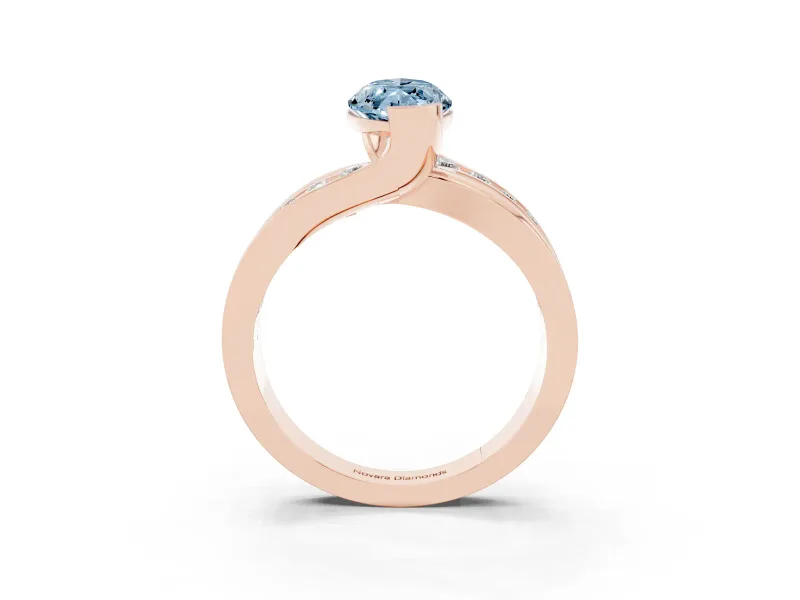 Marquise Graduated Bypass Engagement Ring Setting for a Fancy Blue Lab-Grown Diamond | Rose Gold