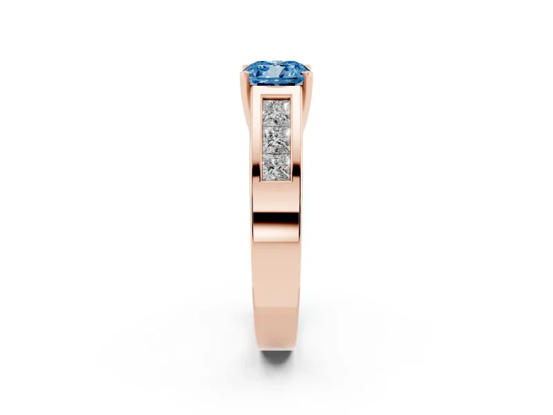 Cushion Cut Channel-Set Engagement Ring Setting for a Fancy Blue Lab-Grown Diamond | Rose Gold