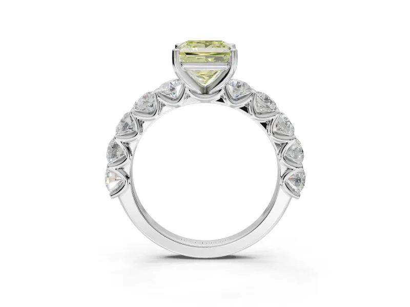 Princess Cut Engagement Ring Setting for a Fancy Yellow Lab-Grown Diamond | White Gold - Design NV-24455