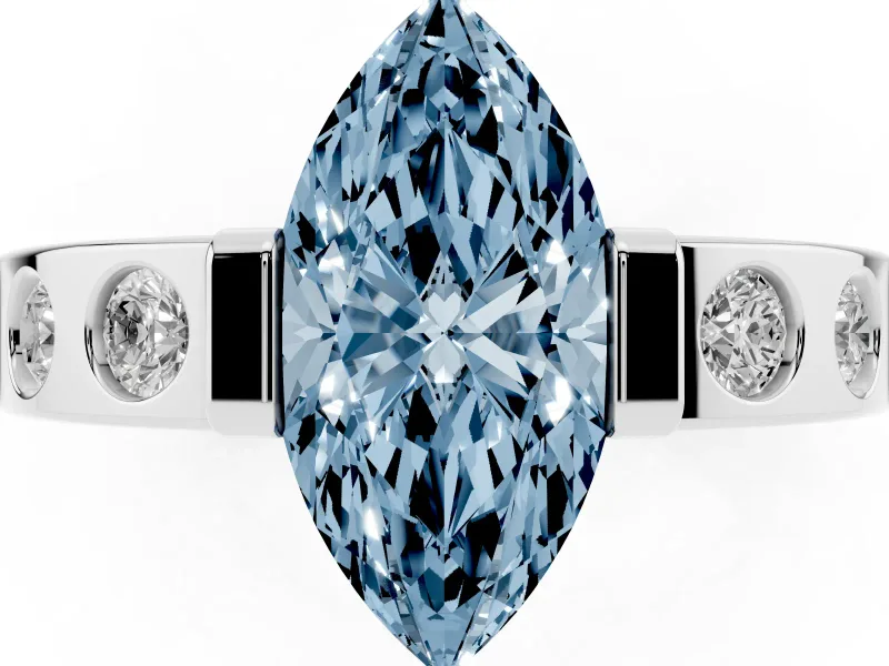 Marquise Tension Style Engagement Ring Setting for a Fancy Blue Lab-Grown Diamond | Platinum