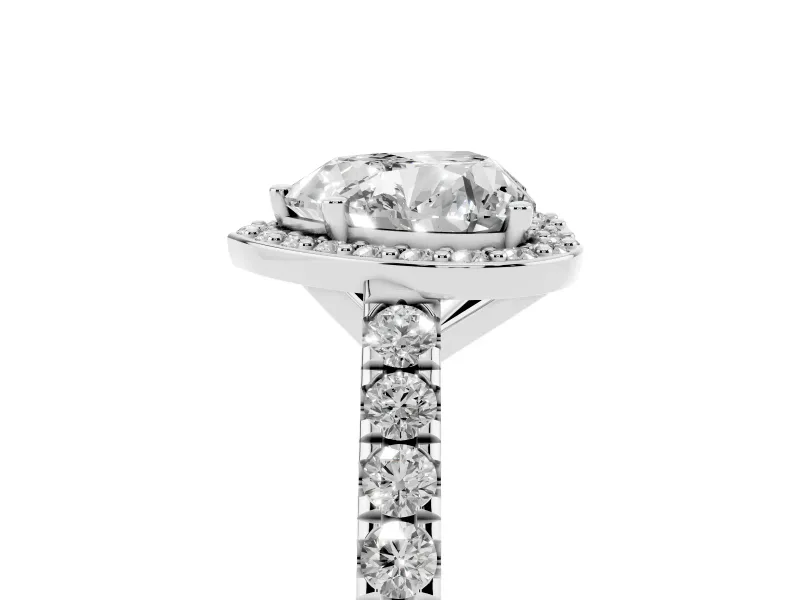 Heart-Shaped Halo Pavé Engagement Ring Setting | Single Row Shoulders | Platinum