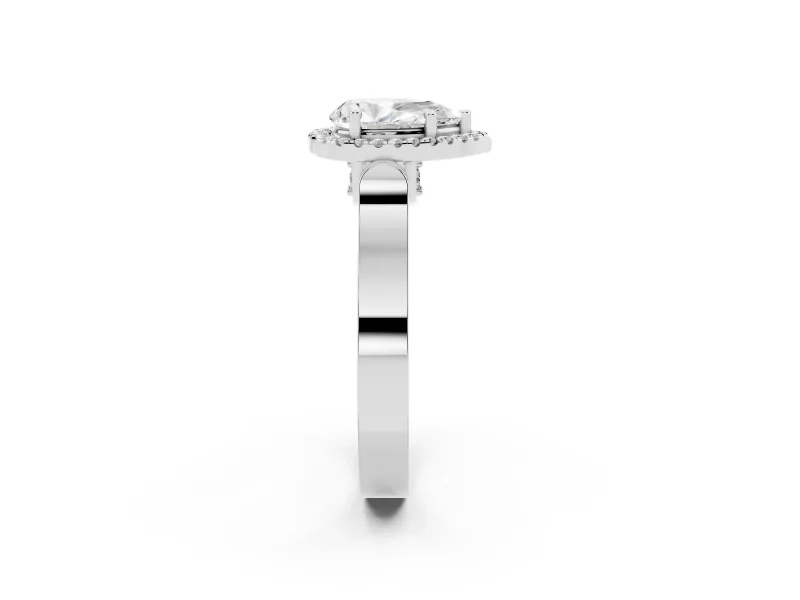 Pear-Shaped Halo Engagement Ring Setting | Pavé Panel Shoulders | Platinum
