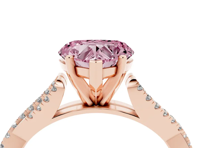 Heart-Shaped Twisted Engagement Ring Setting for a Fancy Pink Lab-Grown Diamond | Rose Gold