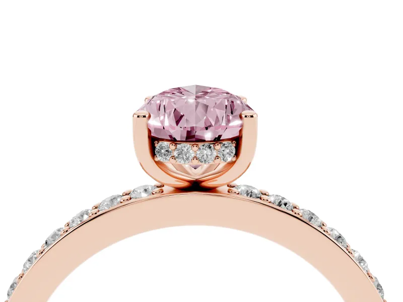 Pear-Shaped Hidden Halo Engagement Ring Setting for a Fancy Pink Lab-Grown Diamond | Rose Gold