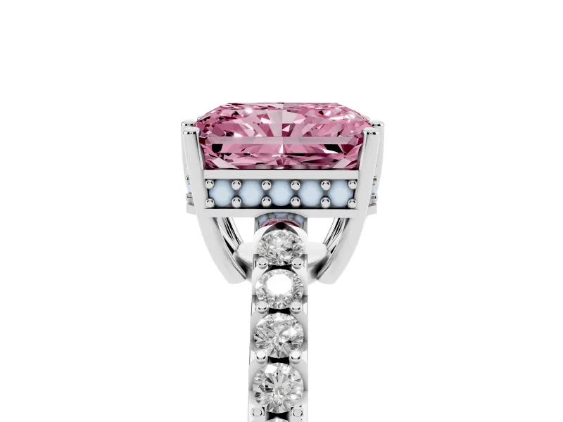 Radiant Cut Engagement Ring Setting for a Fancy Pink Lab-Grown Diamond | Sterling Silver - Design NV-24649