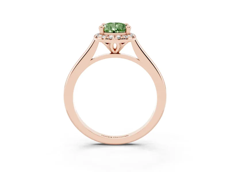 Pear-Shaped Halo Engagement Ring Setting for a Fancy Green Lab-Grown Diamond | Plain Polished Band | Rose Gold