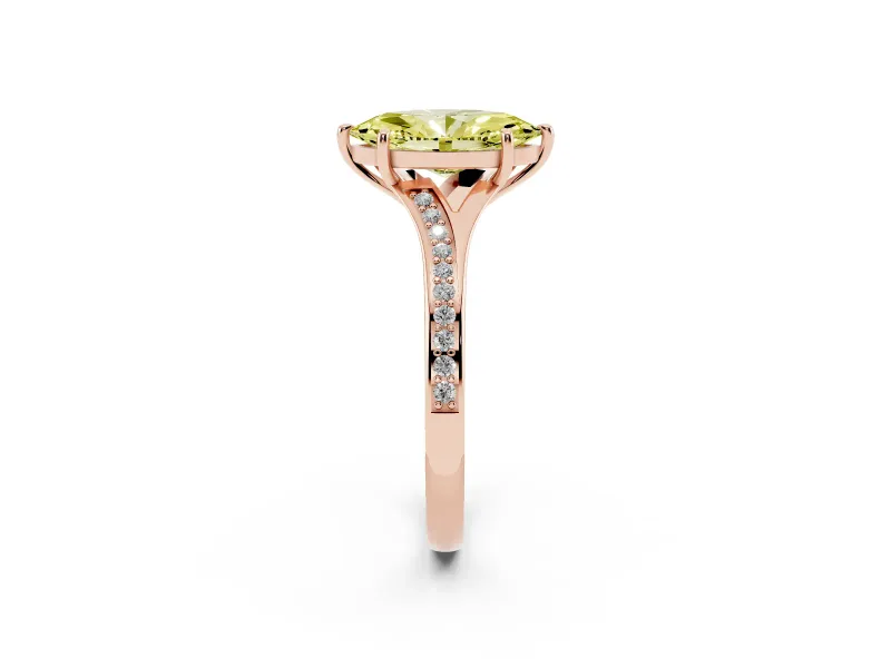 Marquise Pave Solitaire Engagement Ring Setting for a Fancy Yellow Lab-Grown Diamond | Sweeping Shoulders | Rose Gold